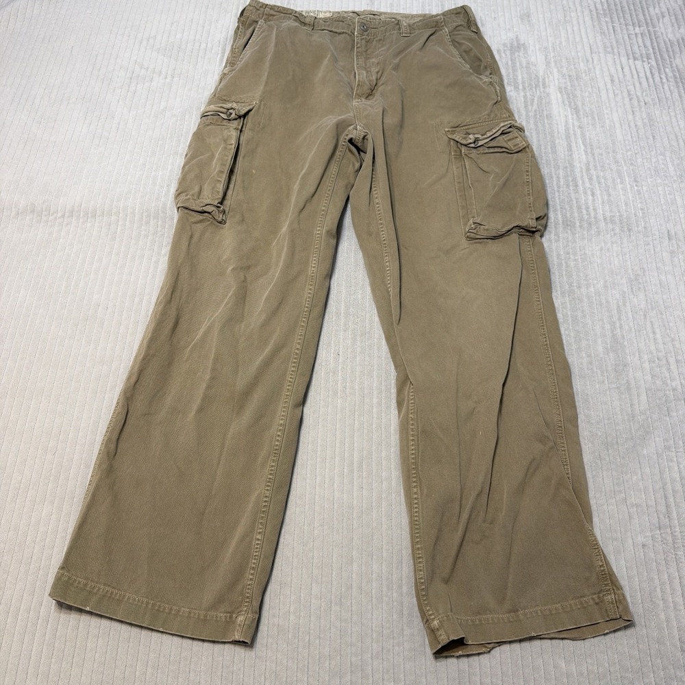 VTG Y2K American Eagle Military Cargo Pants Men's 34x32 Khaki Baggy Utility